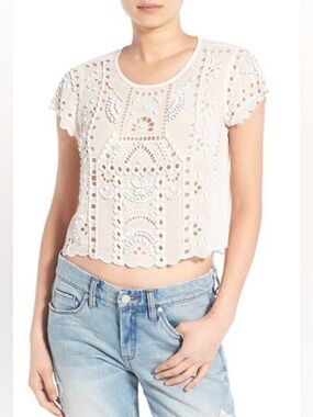 LOVERS+FRIENDS BEADS EMBROIDERED IVORY/white  COLOR SIZE Medium BLOUSE